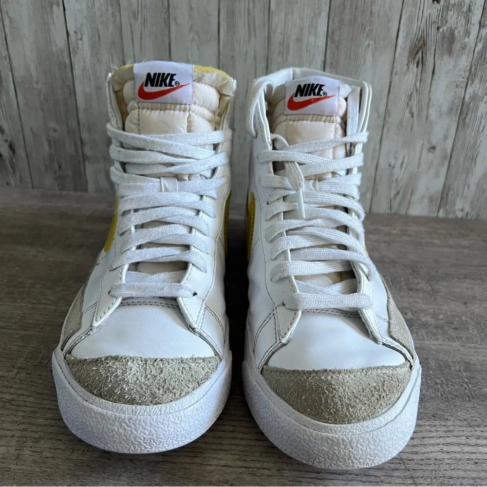 Nike Blazer 77 Mid White and Yellow High-Tops Unisex Mens 8.5, Womens 10